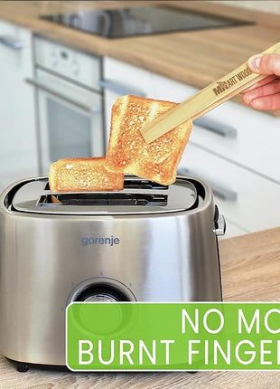 2 Pcs Magnetic Wooden Toaster Tongs | 8.7-Inch Kitchen Tongs for Cooking, Bread, Bacon, Bagels, and Muffins | Non-Toxic Design, Prefect Bamboo Alternative, Perfect for Toaster, BBQ, and Grilling