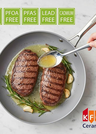 TECHEF - CeraTerra Ceramic Nonstick Frying Pan Skillet, (PTFE, PFAS, and PFOA Free), Dishwasher Oven Safe, Stainless Steel Handle, Induction-Ready, Made in Korea (10-in)