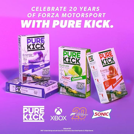 Pure Kick Forza Fuel Limited Edition Energy, Blood Orange Energy & Sonic Limeade Hydration Singles To Go Drink Mix – 3 / 6ct Boxes - 18 Total Packets