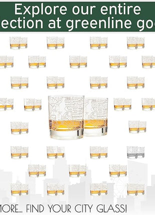 Greenline Goods Whiskey Glasses - 10 Oz Tumbler Gift Set for Brooklyn lovers, Etched with Brooklyn Map | Old Fashioned Rocks Glass - Set of 2