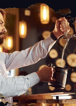 Set of 6 Beer Mug 10 OZ - Coffee Mug - Beer stein - Wooden beer mug - Stainless Steel Cup - Handmade Gifts for Men - Fathers Day, Christmas or Birthday Gift Idea - Men Mug - Classic Brown