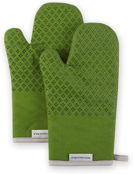 KitchenAid Asteroid Oven Mitt Set, 7"x12.5", Matcha Green, 2 Piece