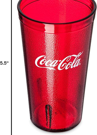 Coca Cola Logo Ruby Red Plastic Tumblers Set of 4-16oz (Coke)