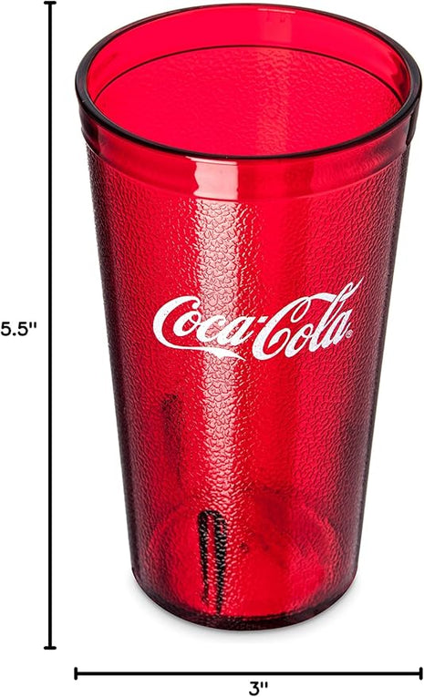Coca Cola Logo Ruby Red Plastic Tumblers Set of 4-16oz (Coke)