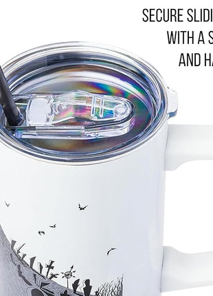 Silver Buffalo Disney Nightmare Before Christmas by Tim Burton Jack Skellington Hill and Moon Stainless Steel Tumbler with Handle and Straw, Fits in Standard Cup Holder, 40 Ounces (Pack of 12)