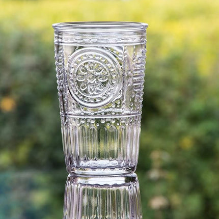 Bormioli Rocco Romantic Set Of 6 Cooler Glasses, 16 Oz. Clear Crystal Glass, Made In Italy.