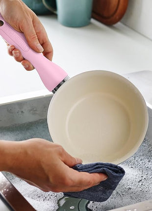 GreenPan Rio Hard Anodized Healthy Ceramic Nonstick, 7" 9.5" and 11" 3 Piece Frying Pan Skillet Set, Soft Grip Handle, PFAS-Free, Dishwasher Safe, Oven Safe, Pink