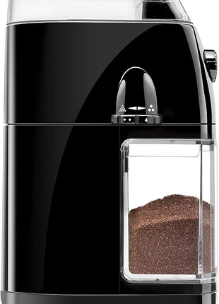 Chefman Coffee Grinder Electric Burr Mill - Freshly Grinds Up to 2.8oz Beans, Large Hopper with 17 Grinding Options for 2-12 Cups, Easy One Touch Operation, Cleaning Brush Included, Black