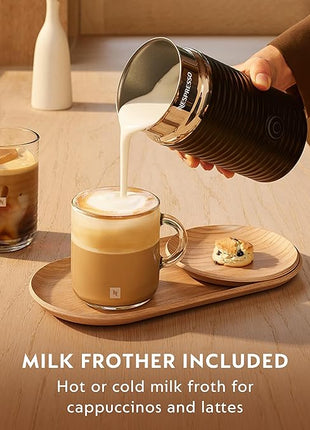 Nespresso Vertuo Next Deluxe Coffee and Espresso Maker, Pure Chrome with Aeroccino Milk Frother,1.1 liter, Black