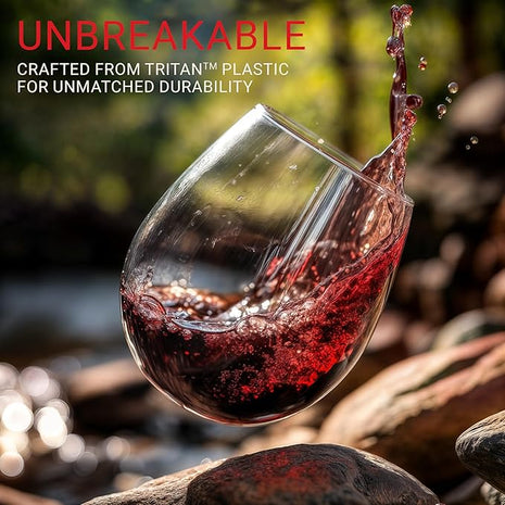 Unbreakable Stemless Plastic Wine Glasses | Reusable | Shatterproof 100% Tritan Plastic | Dishwasher-Safe | BPA-free | Awesome for Indoor & Outdoor | 20 oz, Set of 8