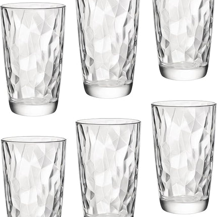 Bormioli Rocco Diamond Cooler Glasses, Clear, 16 oz, Set of 6