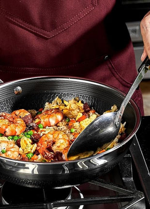 HexClad Hybrid Nonstick 10-Inch Wok, Stay-Cool Handle, Dishwasher-Friendly, Oven-Safe Up to 900°F, Induction Ready, Compatible with All Cooktops