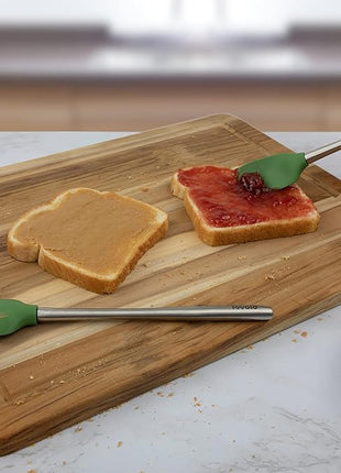 Tovolo Flex-Core Stainless Steel Handled Mini Spatula & Spoonula Set of 2, Kitchen Utensil Set, BPA-Free Silicone, Safe for Cast Iron & Cookware Dishwasher-Safe