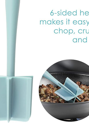 Rachael Ray Tools and Gadgets Lazy Crush & Chop, Flexi Turner, and Scraping Spoon Set / Cooking Utensils - 3 Piece, Light Blue