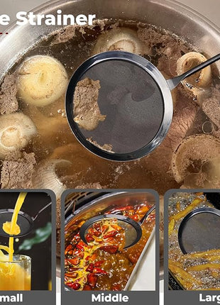 MARTE Kitchen Cooking Utensils Set with Utensil Holder, 8 Pcs Kitchen Serving Tool,18/10 Stainless Steel Cooking Spatula Set,Spatula,Soup Ladle, Skimmer Spoon,Slotted Tunner,Fine Mesh Food Strainer