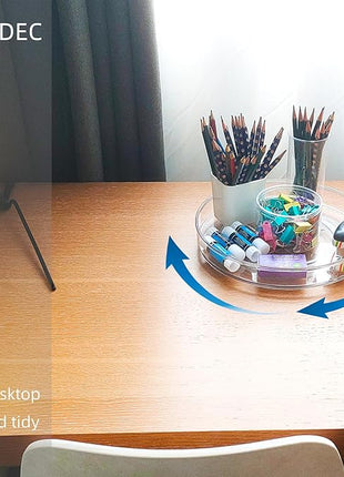 4 Pack Lazy Susan 9.2" Inch Turntable Organizer Pantry Organization and Storage Container Bins Spice Rack Cabinet Rotating Condiment for Pantry Kitchen Vanity Bathroom Jewelry Holder Clear