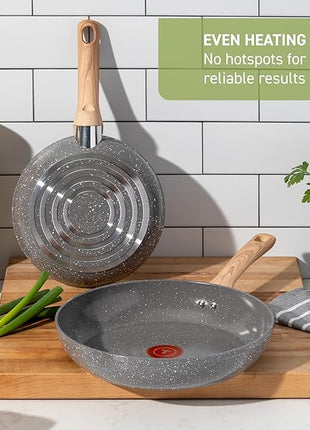 T-fal Revive Ceramic Cookware Sets, Pots and Pans Set Nonstick, (12 pieces), Ceramic Non stick Coated, Frying Pan, Oven Safe Up To 350°F, Grey Granite