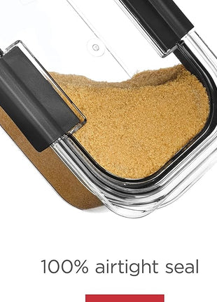 Rubbermaid Brilliance 16-Cup Airtight Food Storage Container with Lid Clear/Grey - optimal for pantry organization flour sugar and food storage