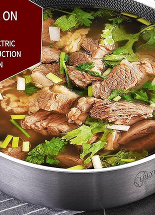 LOLYKITCH Tri-Ply Stainless Steel 10 Inch Non-Stick Sauté Pan with Lid,Induction Deep Cooking Pan, Dishwasher and Oven Safe