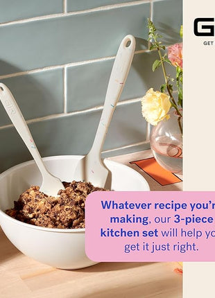 GIR: Get It Right 3-Piece Ultimate Silicone Kitchen Utensils Set - Spatula, Flip & Spoonula - Non toxic Cooking Utensils for Nonstick Cookware, Cooking and Baking - Studio White