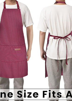2 Pack Adjustable Bib Apron with 2 Pockets Chef Cooking Kitchen Restaurant Aprons for Women Men
