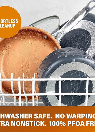 GOTHAM STEEL 13 Pc Ceramic Cookware Set Nonstick, Copper Pots and Pans Set Non Stick for Kitchen, Anodized Induction Pots and Pans for Cooking, Non Toxic Cookware Sets, Oven & Dishwasher Safe