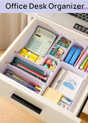 Vtopmart 25 PCS Plastic Drawer Organizers Set, 4-Size Versatile Bathroom and Vanity Drawer Organizer Trays, Storage Bins for Makeup, Bedroom, Kitchen Gadgets Utensils and Office