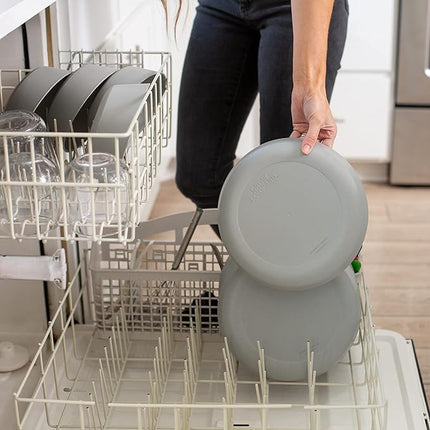 Grow Forward Premium Wheat Straw Plates and Bowls Sets - 8-Piece Wheat Straw Dinnerware Sets - Unbreakable & Reusable Microwave Safe Plastic Dinner Plates for Outdoors, RV, Camping Dishes - Feather