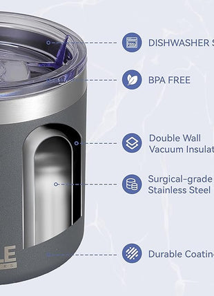 HASLE OUTFITTERS 10oz Insulated Tumblers with Lid and Straw,Stainless Steel Tumbler Travel Coffee Mug,Double Wall Reusable Tumbler Cup for Iced and Hot Drinks(Charcoal Gray,1 Pack)