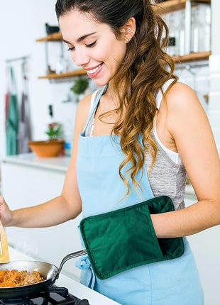 GROBRO7 5Pack Pocket Pot Holders Cotton Heat Resistant Potholder Multipurpose Hot Pads Machine Washable Oven Mitts Heat Pads for Daily Kitchen Baking and Cooking 8.9 x 6.9 in Dark Green