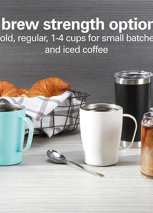 Hamilton Beach One Press Programmable Dispensing Drip Coffee Maker with 12 Cup Internal Brew Pot, Water Reservoir, Black with Chrome (48464)