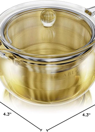 Teabloom Kyoto 2-in-1 Tea Kettle and Tea Maker – Glass Teapot with Removable Loose Tea Filter – Tea Connoisseur's Choice