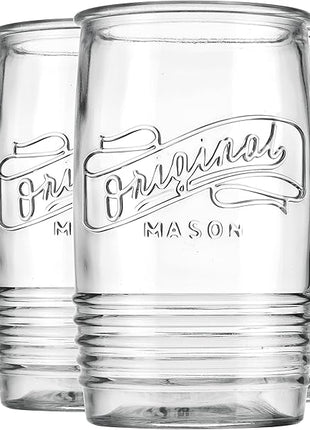Glaver's Glass Tumbler Drinking Glasses Set of 4 – Genuine Artisan-Made Vintage Italian Original Mason – Elegant 20 Oz Clear Tumbler Glassware Set for Refreshing Drinks, Beverages, Iced Tea.