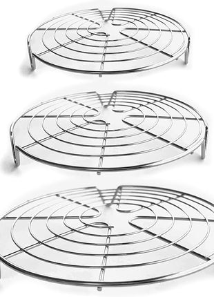 KITCHENATICS Round Cooling Racks for Cooking & Baking, Stainless Steel Steamer Rack, Canning Rack, Cake Cooling Rack - Circle Wire Cooling Rack for Air Fryer, Instapot, Cake Pans - 3PC 7.5", 9", 10.5"