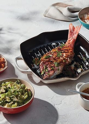 Le Creuset Enameled Cast Iron Signature Square Skillet Grill, 10.25", Marseille