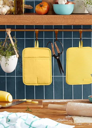 KITCHENAID Ribbed Soft Silicone Pot Holder 2-Pack Set, 2025 Color of The Year, Butter Yellow, 7"x9"