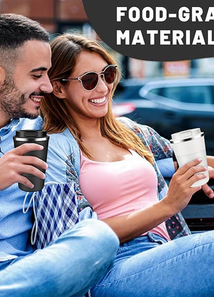 Insulated Coffee Tumblers with Flip Lid 12oz / 17oz, Stainless Steel Travel Coffee Mug Leak Proof, Vacuum Insulated Coffee Mug Reusable Cup, Keeps Cold and Hot for Coffee Tea