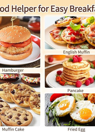 JOERSH 2-PK Air Fryer Egg Mold, 4 Inches Round Egg Bites Silicone Molds, Air Fryer Baking Pan Non-Stick for Breakfast Sandwiches, Hamburger Buns, Pancake, Jumbo Muffin Tops