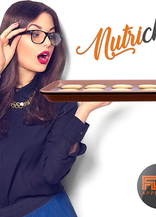 NutriChef 2-Piece Nonstick Cookie Sheets for Baking - Premium Medium & Large Size Baking Sheet Set - Thick Carbon Steel Bakeware Trays - Dishwasher Safe, Rose Gold