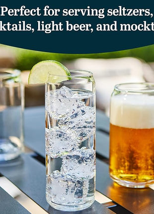 Libbey Classic Slim Beer Can Glasses, 12.5 oz Tall Drinking Glasses Set of 6, Space-Saving, and Versatile Thin Glassware for Cocktails, and Mocktails
