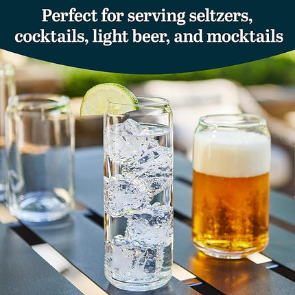 Libbey Classic Slim Beer Can Glasses, 12.5 oz Tall Drinking Glasses Set of 6, Space-Saving, and Versatile Thin Glassware for Cocktails, and Mocktails