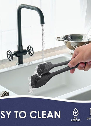 Heat Resistant 600℉ Silicone Spatula, BPA Free Mixing Spatulas set Dishwasher Safe for Nonstick Cookware, Black