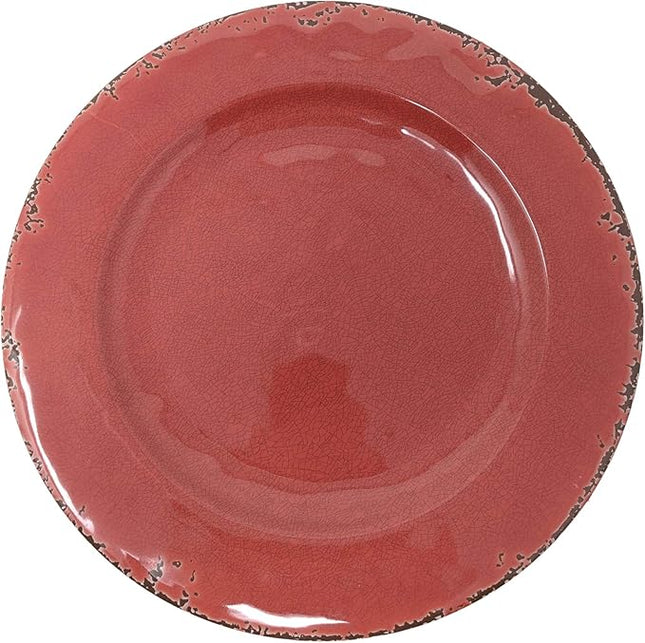 Gianna's Home 12 Piece Rustic Farmhouse Melamine Dinnerware Set, Service for 4 (Red)