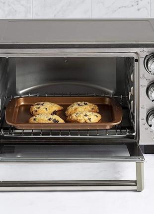 Ecolution Non-Stick Toaster Oven Bakeware Set, 4 Piece, Carbon Steel, Easy to Clean and Perfect for Single Servings, Copper