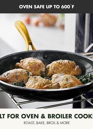 GreenPan Swift Cookware 10" Frying Pan Skillet, Healthy Ceramic Nonstick Coating, Heavy-Gauge Aluminum, Gold-Tone Stainless Steel Handle, PFAS-Free, Dishwasher & Oven Safe, Black