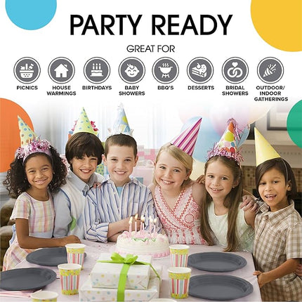 Exquisite Party Solids Silver Plastic Plates For Party Supplies 7" Silver Disposable Plates Heavy Duty 50 Pcs Plastic Dinnerware Sets Heavy Duty 350 GSM Disposable Dinnerware Set