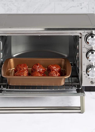 Ecolution Non-Stick Toaster Oven Bakeware Set, 4 Piece, Carbon Steel, Easy to Clean and Perfect for Single Servings, Copper