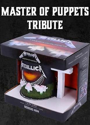 Nemesis Now Metallica Master of Puppets Tankard, Hand-Painted Resin, Officially Licensed Metal Album Art, Stainless Steel Insert, 15.5cm