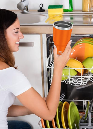 WETOWETO 30oz Tumbler, Stainless Steel Vacuum Insulated Water Coffee Tumbler Cup, Double Wall Powder Coated Spill-Proof Travel Mug Thermal Cup for Home Outdoor (Orange, 1 Pack)