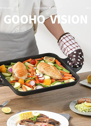 S·KITCHN Nonstick Grill Pan, Induction Stove Top Grill Plate, Glass Grilling Pan for Indoor, Gas Range Grill Panel/Skillet